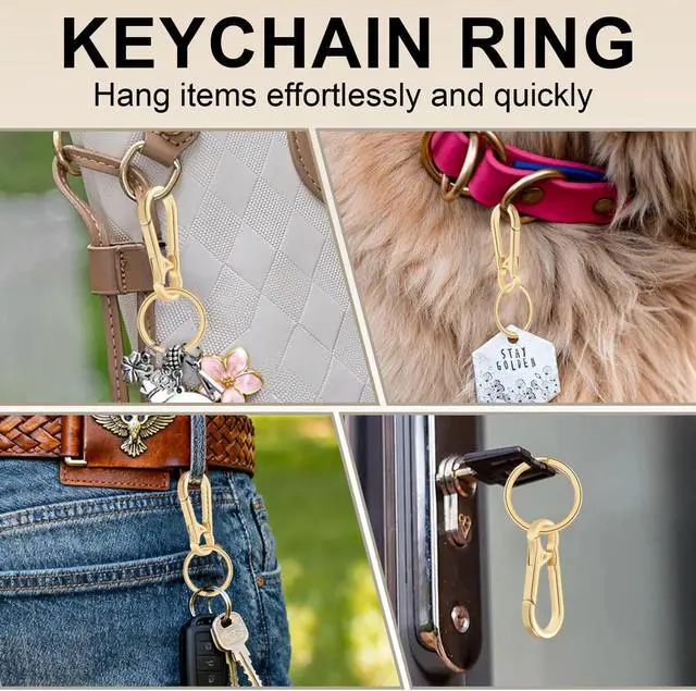 Alt view image 6 of 7 - 2pcs Metal Keychain Rings, Sturdy Key Chain Ring Carabiner Clip, Key Holder Organizer for Purse Charms Hook, Paracord Keychain Lanyard, Men and Women Home Car Keyrings (Black)
