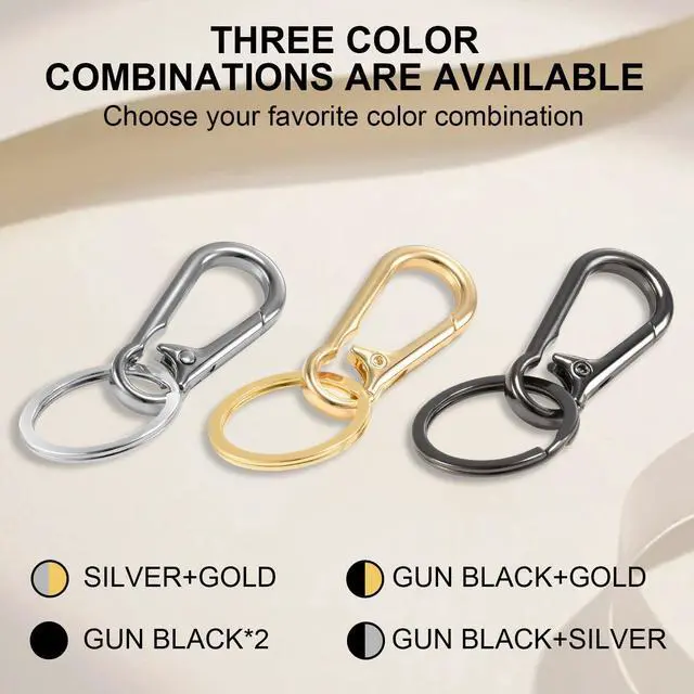 Alt view image 7 of 7 - 2pcs Metal Keychain Rings, Sturdy Key Chain Ring Carabiner Clip, Key Holder Organizer for Purse Charms Hook, Paracord Keychain Lanyard, Men and Women Home Car Keyrings (Black)