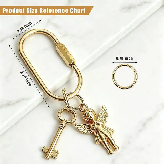 Alt view image 6 of 7 - 6pcs Brass Key Ring with Screw Lock, Gold Plated Carabiner Keychain Clip, Durable Key Chain Hooks Accessories for Women & Men