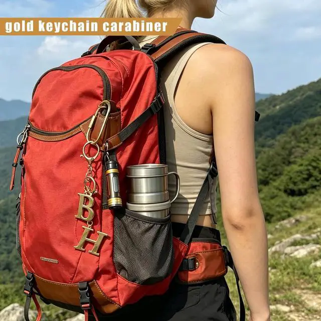 Alt view image 5 of 7 - 6pcs Brass Key Ring with Screw Lock, Gold Plated Carabiner Keychain Clip, Durable Key Chain Hooks Accessories for Women & Men
