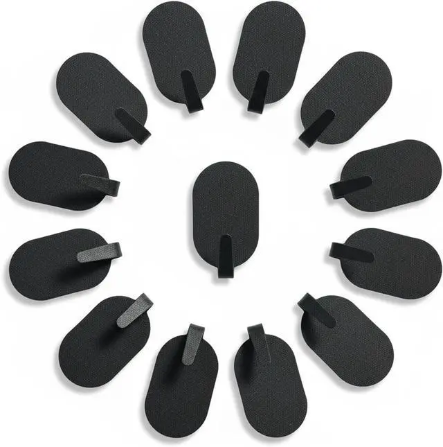 Main image of Adhesive Wall Hooks for Hanging- 12 Pack No Drill Installation, Stainless Steel Removable Hooks for Bathroom Kitchen Office, Key Towel Coat Organizer, 5 lbs Weight Capacity(Black)