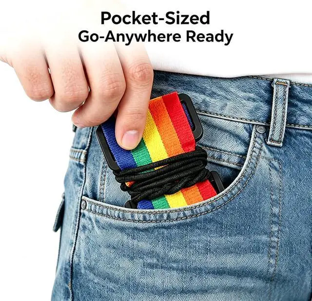 Alt view image 6 of 7 - Adjustable Luggage Straps, 2 Pack Rainbow Elastic Bungee Connector, Heavy Duty Travel Belt to Connect Two Suitcases, Secure Add-a-Bag Strap for Carry On, Cruise & Travel Essentials