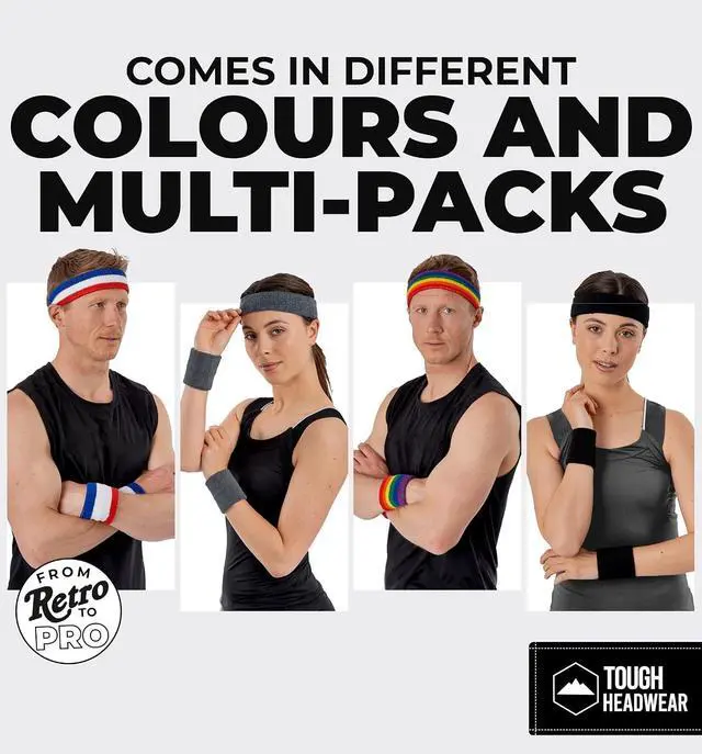 Alt view image 5 of 6 - Tough Headwear Terry Cloth Headband - Sweat-Wicking Running Head Band - Basketball Accessories - Headband for Washing Face