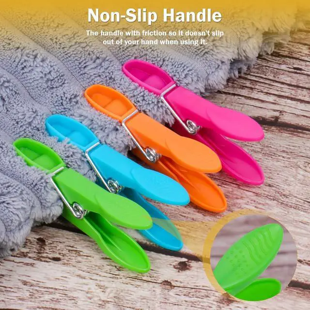 Alt view image 3 of 7 - 60 Pack Clothes Pins, Colored Plastic Clothespins, Strong Grip Laundry Clips, Non-Slip Washing Line Clips for Hanging Indoor & Outdoor Use, Durable and Lightweight