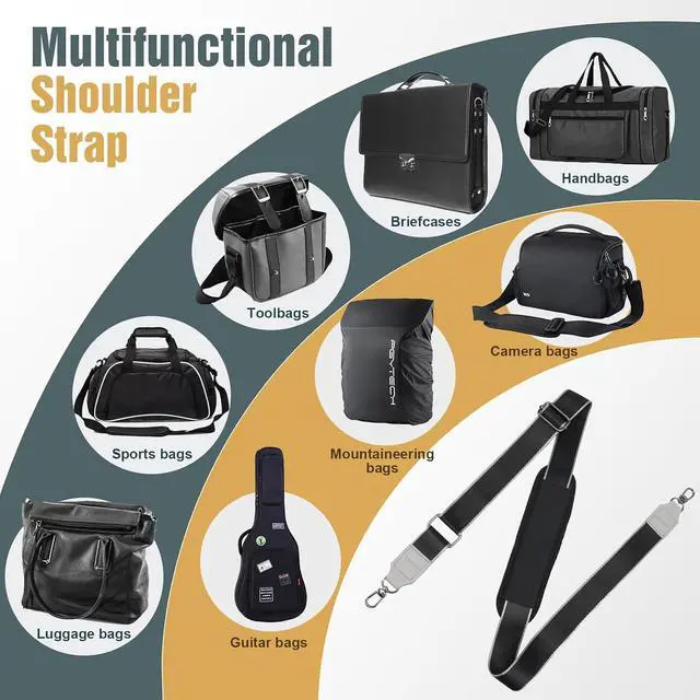 Alt view image 4 of 7 - TiMOVO 57.1" Shoulder Strap Replacement Adjustable Black | Thick Soft Anti-Slip Pad & Metal Hooks, Replacement for Laptop Messenger Crossbody Briefcase Duffel Camera Bag