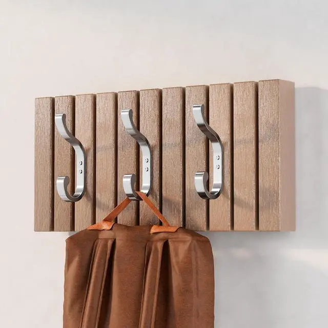 Alt view image 3 of 7 - Coat Hooks Wall Mount,Heavy Duty Wall Hooks for Backpack,Towel,Silver 4 Pcs | Large Coat Hangers Holds 30LB, Metal Screw-In Hooks for Door, Closet, Bathroom, Clothes, Purse, Bag, Jacket, Robe