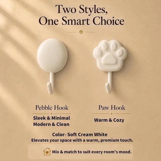 Alt view image 2 of 7 - Damage Free Adhesive Hooks for Hanging, 4 White Stick on Wall Hooks | No Drill Design Holds up to 4 lb for Towels, Keys, Bags and Pet Leashes in Bathrooms, Kitchens, Entryways and Bedrooms