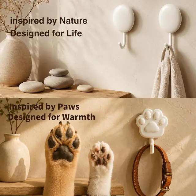 Alt view image 5 of 7 - Damage Free Adhesive Hooks for Hanging, 4 White Stick on Wall Hooks | No Drill Design Holds up to 4 lb for Towels, Keys, Bags and Pet Leashes in Bathrooms, Kitchens, Entryways and Bedrooms