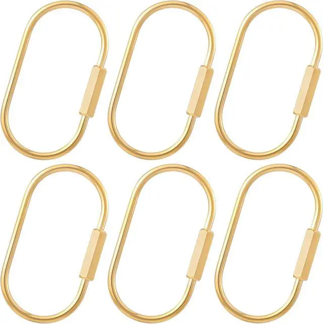 Main image of 6PCS Brass Key Ring with Screw Lock, Carabiner Keychain Clip