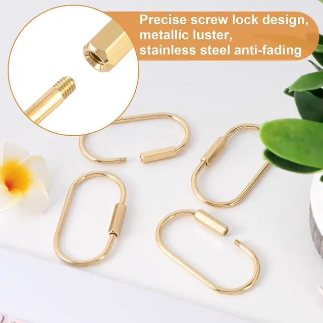 Alt view image 3 of 7 - 6PCS Brass Key Ring with Screw Lock, Carabiner Keychain Clip