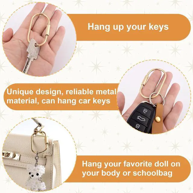 Alt view image 4 of 7 - 6PCS Brass Key Ring with Screw Lock, Carabiner Keychain Clip