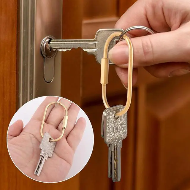 Alt view image 5 of 7 - 6PCS Brass Key Ring with Screw Lock, Carabiner Keychain Clip