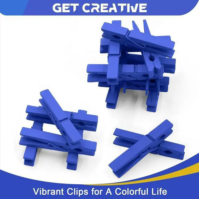 Alt view image 4 of 7 - 100 Pcs Blue Clothes pins - 2.9 Inch Wooden Clothespins Cheer Clips | Vibrant for Crafts Classroom Decorations Clothing Pictures Laundry Solid Wood No Splinters FadeProof