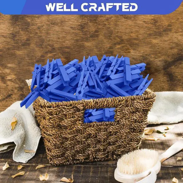 Alt view image 5 of 7 - 100 Pcs Blue Clothes pins - 2.9 Inch Wooden Clothespins Cheer Clips | Vibrant for Crafts Classroom Decorations Clothing Pictures Laundry Solid Wood No Splinters FadeProof