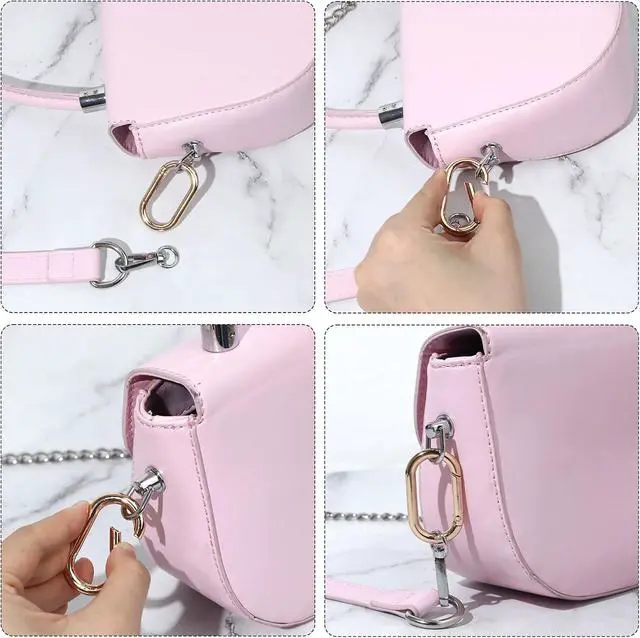Alt view image 4 of 7 - 2 Pcs Spring O Ring Clip for Purse Strap Oval Snap Clip Gold Key Rings for Keychain Alloy Round Buckle Key Hook Purse Strap Extender Clip for Keys, Bag, Handbag, Crafts 1.93"×0.94"