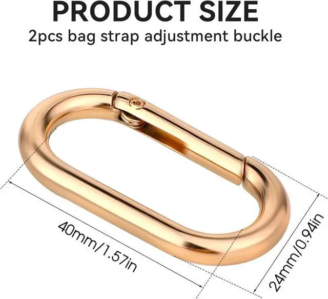 Alt view image 2 of 7 - 2 Pcs Spring O Ring Clip for Purse Strap Oval Snap Clip Gold Key Rings for Keychain Alloy Round Buckle Key Hook Purse Strap Extender Clip for Keys, Bag, Handbag, Crafts 1.93"×0.94"
