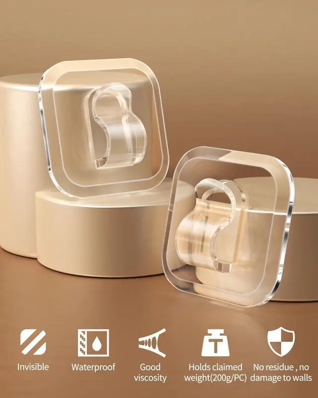 Alt view image 3 of 7 - ispneay 50 Mini Light Hooks with Adhesive Strips Indoor String Light Clips | Clear Small Damage Free Plastic Wall Hook for Hanging - Fairy Tiny Christmas Light Cable Hangers Clip Decoration Decor