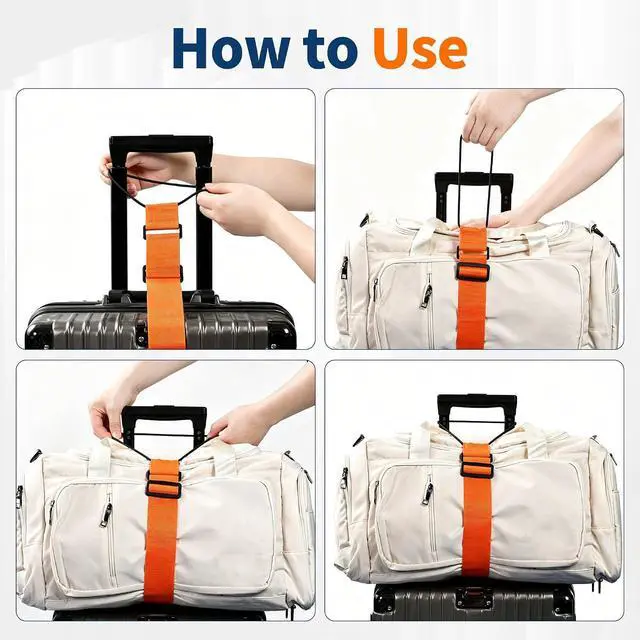 Alt view image 7 of 7 - 2Pcs Luggage Straps for Suitcases, Adjustable Luggage Connector Straps | Securely Carry Hand Luggage, Hands-Free Travel Essential (Black)