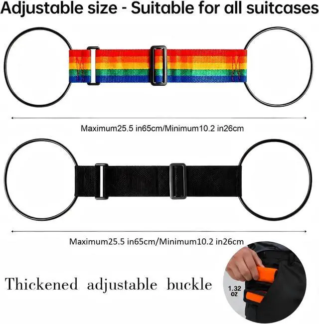 Alt view image 5 of 7 - Luggage Straps for Suitcases, 2-Piece Black | High elasticity luggage strap, suitable for luggage, can securely fasten carry on luggage to the luggage handle.