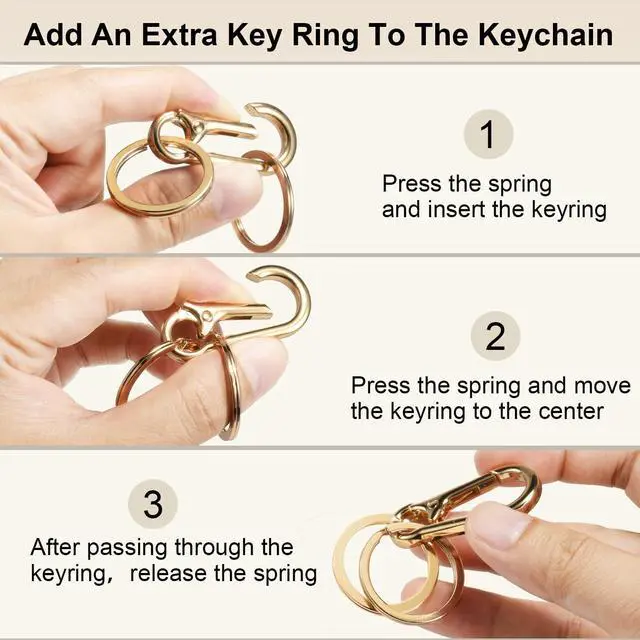 Alt view image 5 of 7 - 2pcs Metal Keychain Rings, Sturdy Key Chain Ring Carabiner Clip, Key Holder Organizer for Purse Charms Hook, Paracord Keychain Lanyard, Men and Women Home Car Keyrings (Black)