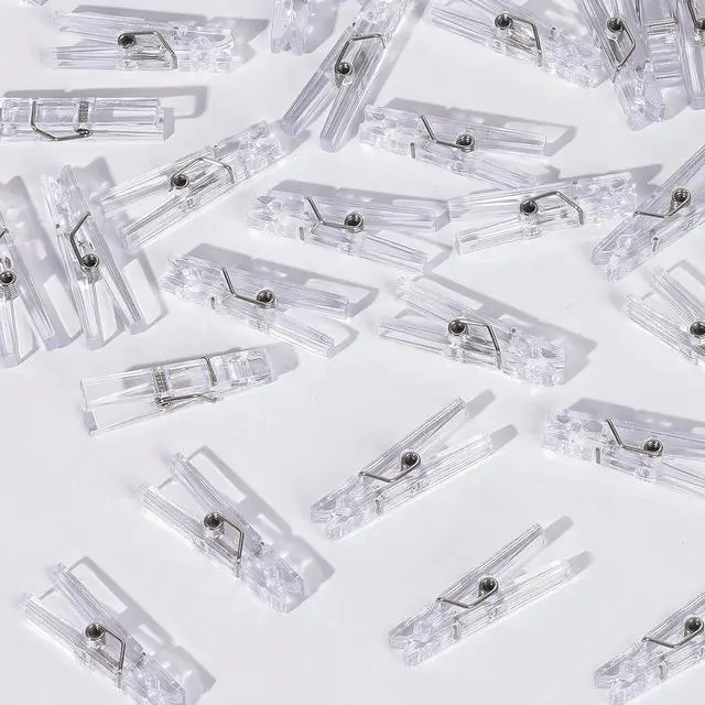 Main image of 60Pcs Clear Mini Clothespins for Baby Shower Games, Clothes Pins 1.4 Inch | Acrylic Mini Clothes Pins Bulk for Dont Say Baby Game, DIY Crafts, Photo Display, Party Favors and Decorations Boy Girl