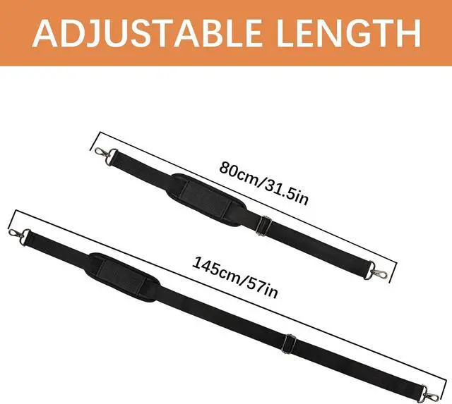 Alt view image 6 of 7 - Adjustable Padded Shoulder Strap with Metal Swivel Hooks Universal Replacement for Laptop Bags, Camera Cases, Briefcases & Travel Duffels -Black