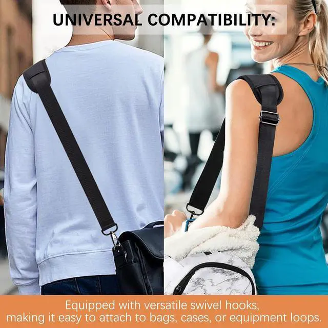 Alt view image 7 of 7 - Adjustable Padded Shoulder Strap with Metal Swivel Hooks Universal Replacement for Laptop Bags, Camera Cases, Briefcases & Travel Duffels -Black