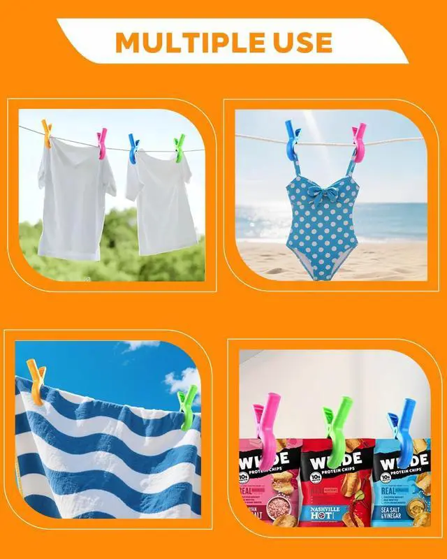 Alt view image 3 of 6 - 12 Pcs Beach Towel Clips for Beach Chairs, 3.7 Inch Clothes Pins for Cruise & Pool, Windproof Chair Clips for Towel Holder, 4 Colors