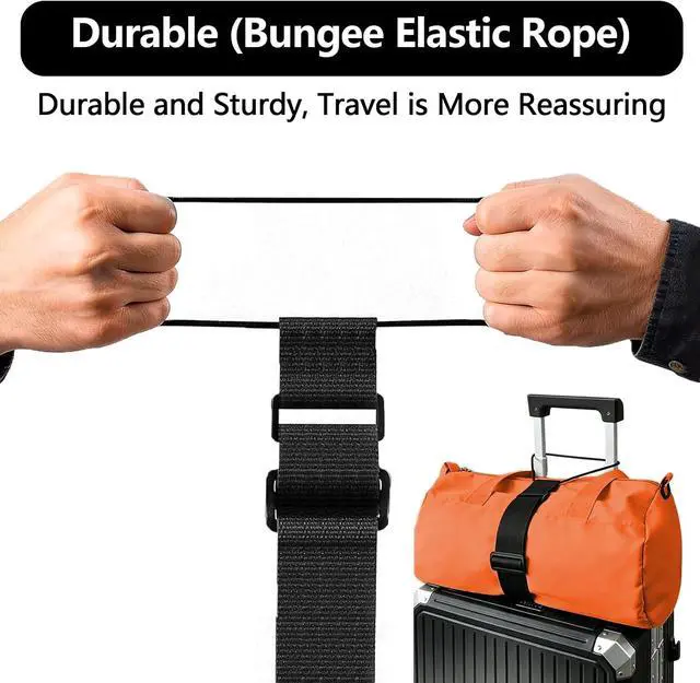 Alt view image 5 of 7 - ZHEXI Luggage Straps for Suitcases, Connect Two Packages for TravelBlack | Adjustable Bungee Elastic Belte, Flexible and Sturdy Luggage Accessories, Luggage Connector Straps Travel Essentials