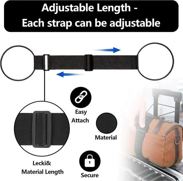 Alt view image 3 of 7 - ZHEXI Luggage Straps for Suitcases, Connect Two Packages for TravelBlack | Adjustable Bungee Elastic Belte, Flexible and Sturdy Luggage Accessories, Luggage Connector Straps Travel Essentials