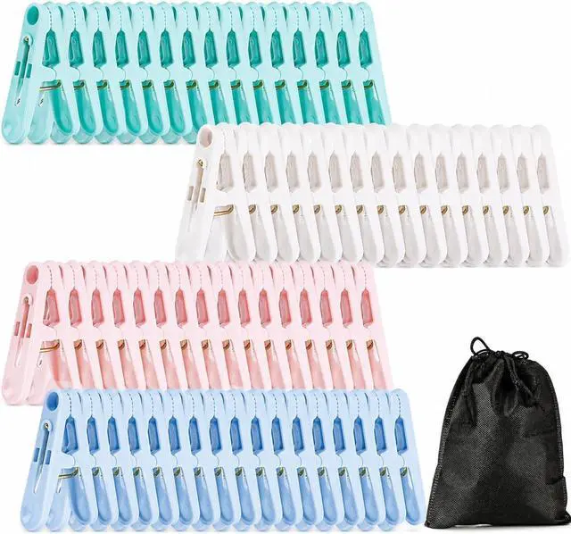 Main image of RAINFLOW 60 PCS Colorful Clothes Pins - 4 Colors Small Plastic Clothespins | Reusable Spring Clips with Black Storage Bag, Small Clothes Pin for Laundry Drying Clothes, Towels, Socks Home Use