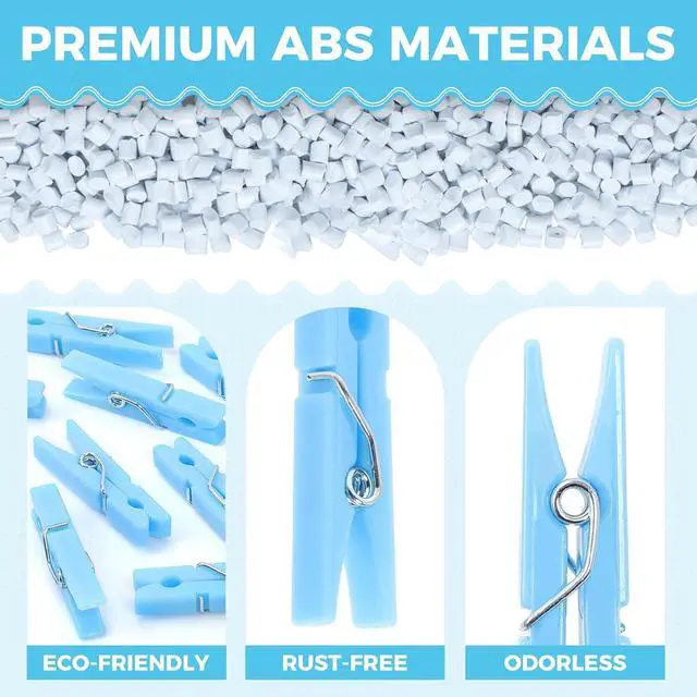 Alt view image 4 of 7 - 100PCS Baby Shower Games Clothespins Boy Plastic Clothes Pin Blue 1.37 inch | Clothes Pin with Waterproof Bag Mini Pin Bulk for Don't Say Baby Party Decorations, DIY Crafts