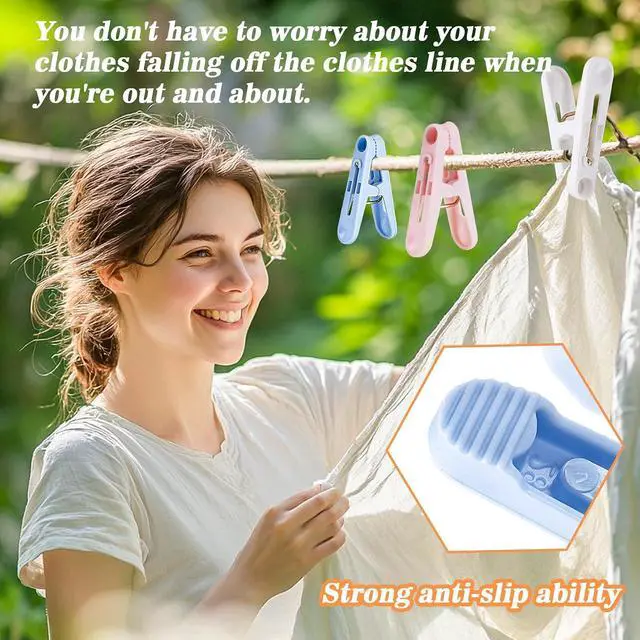 Alt view image 6 of 7 - RAINFLOW 60 PCS Colorful Clothes Pins - 4 Colors Small Plastic Clothespins | Reusable Spring Clips with Black Storage Bag, Small Clothes Pin for Laundry Drying Clothes, Towels, Socks Home Use