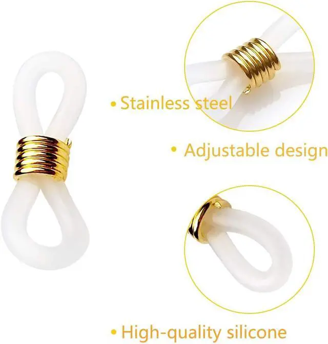 Alt view image 2 of 7 - 40 Pieces Eyeglass Chain Ends Adjustable Rubber Spectacle End Connectors for Eye Glasses Holder Necklace Chain