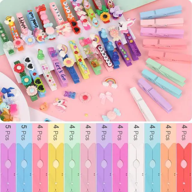 Alt view image 3 of 7 - Colored Clothes pins 12 Color, Colorful ClothesPins Wooden Clips for Photos Pictures Decorative Crafts, Decoration clothespins Clothing Hanging clothespins 2.9inch 50PCS (Rainbow Colors)