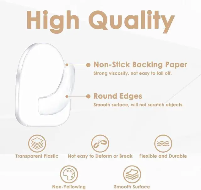 Alt view image 3 of 7 - 20-Pack Invisible Adhesive Hooks - Heavy Duty Clear Wall Hangers for Bathroom/Kitchen Organization, Damage-Free Removable Hooks for Towels, Utensils and Decor
