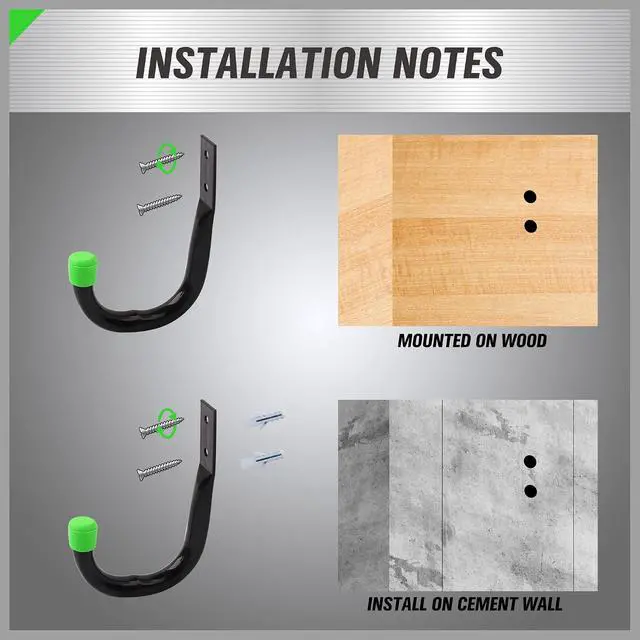 Alt view image 5 of 7 - SWANLAKE Heavy Duty Garage Storage Utility Hooks, Utility Hooks for Garage Wall,Color Black (6PCS)