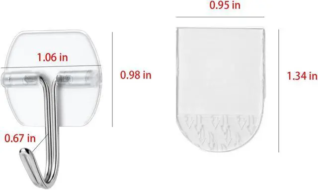 Alt view image 2 of 7 - 20 Small Hooks+25 Strips, Clear Wire Utility Hooks with Removable Strips Damage-Free, Wall Hooks for Hanging Home Decor, Value Pack