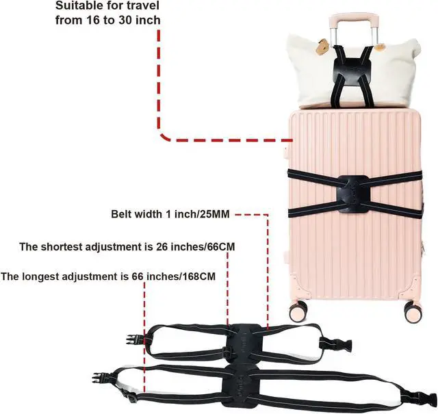 Alt view image 2 of 7 - Luggage Straps for Suitcases, Travel Accessories to Connect Two Suitcase, Add A Bag Luggage Strap for Carry On Luggages Adjustable Buckle Belt (Black/Black-1pcs)