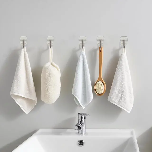 Alt view image 3 of 7 - 20 Small Hooks+25 Strips, Clear Wire Utility Hooks with Removable Strips Damage-Free, Wall Hooks for Hanging Home Decor, Value Pack