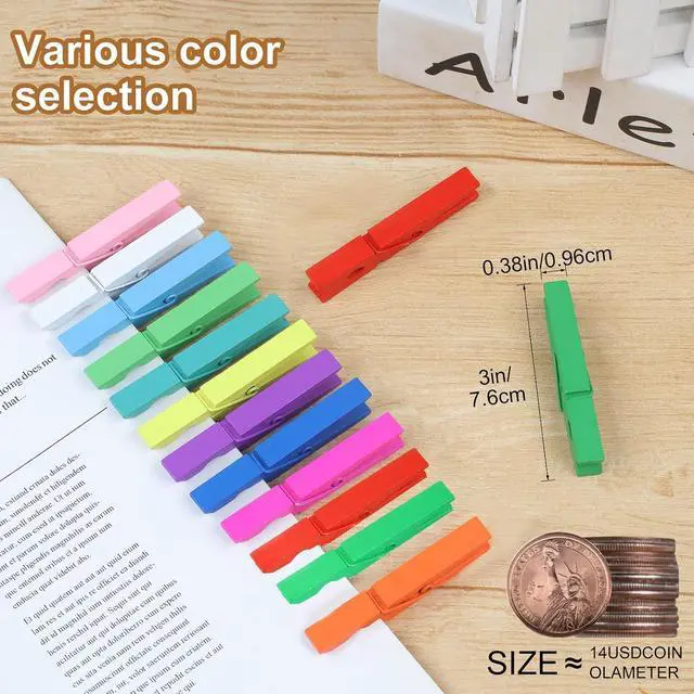Alt view image 3 of 7 - Phinus 72 Pcs Colorful Wooden Clothes Pins, 2.9 Inch 12 Colors Clothes Pins for Hanging Clothes, Pictures, Photos, Classroom, Crafts, Decoration, Colorful Clothespins Heavy Duty