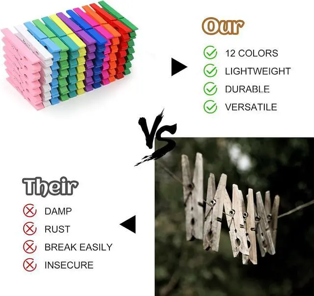 Alt view image 4 of 7 - Phinus 72 Pcs Colorful Wooden Clothes Pins, 2.9 Inch 12 Colors Clothes Pins for Hanging Clothes, Pictures, Photos, Classroom, Crafts, Decoration, Colorful Clothespins Heavy Duty