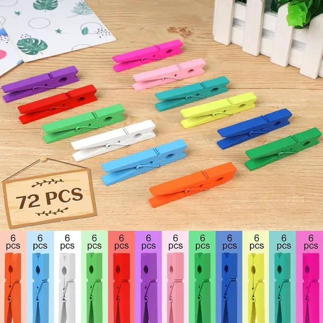 Alt view image 5 of 7 - Phinus 72 Pcs Colorful Wooden Clothes Pins, 2.9 Inch 12 Colors Clothes Pins for Hanging Clothes, Pictures, Photos, Classroom, Crafts, Decoration, Colorful Clothespins Heavy Duty