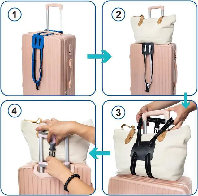 Alt view image 6 of 7 - Luggage Straps for Suitcases, Travel Accessories to Connect Two Suitcase, Add A Bag Luggage Strap for Carry On Luggages Adjustable Buckle Belt (Black/Black-1pcs)