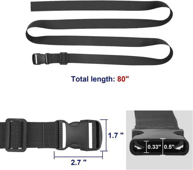 Alt view image 3 of 6 - MAGARROW 80" Long Utility Luggage Straps with Buckle Adjustable (Black (4-Pack), 1.5" Wide - 80" Long)