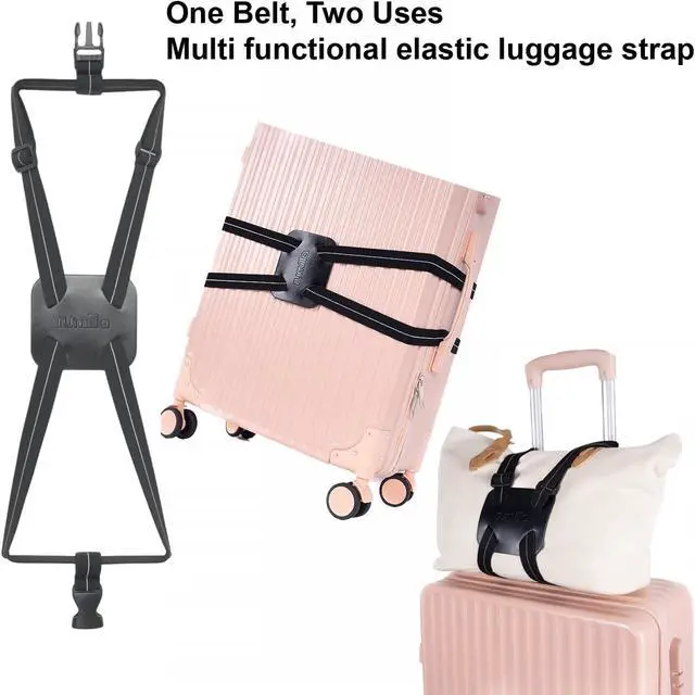 Alt view image 7 of 7 - Luggage Straps for Suitcases, Travel Accessories to Connect Two Suitcase, Add A Bag Luggage Strap for Carry On Luggages Adjustable Buckle Belt (Black/Black-1pcs)