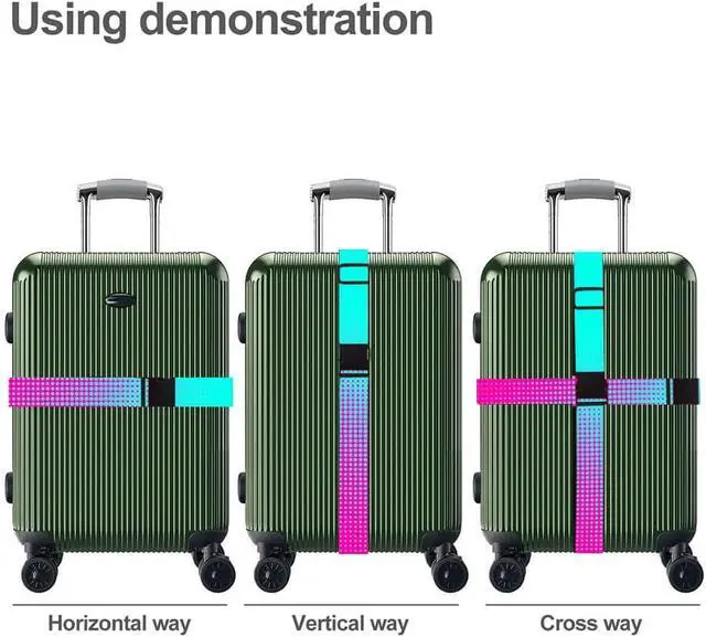 Alt view image 6 of 7 - Luggage Straps for Suitcases TSA Approved Easy Pack Organized Suitcase Strap, Luggage Strap, Luggage Belt Strap, Bag Straps for Luggage. Buckle Straps Travel Accessories (Gradient Dot)