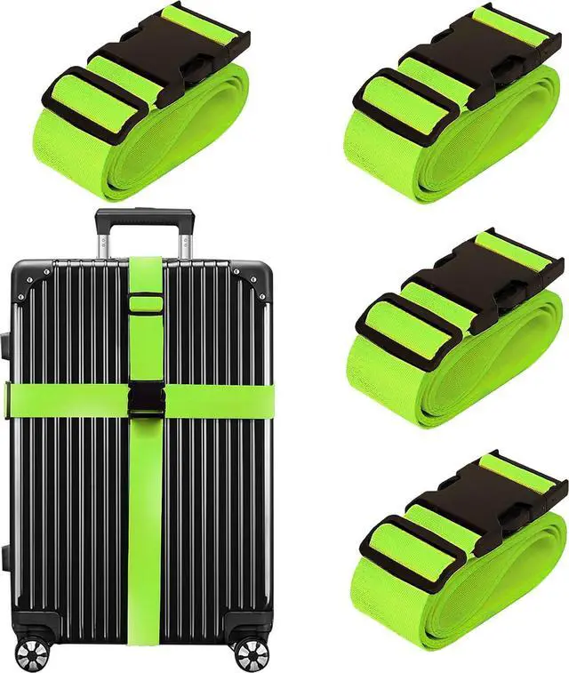 Main image of Luggage Straps for Suitcases TSA Approved Travel Belt 4 Pack by Chelmon (Green)