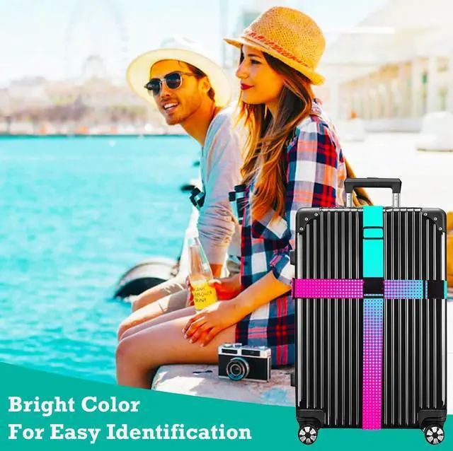Alt view image 7 of 7 - Luggage Straps for Suitcases TSA Approved Easy Pack Organized Suitcase Strap, Luggage Strap, Luggage Belt Strap, Bag Straps for Luggage. Buckle Straps Travel Accessories (Gradient Dot)