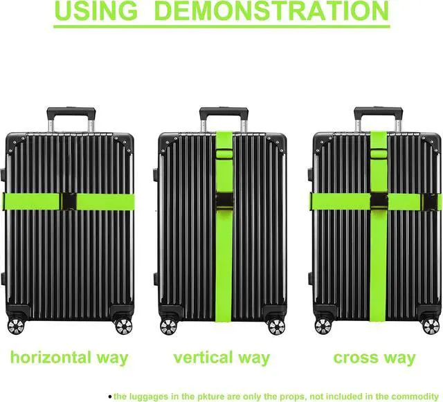 Alt view image 5 of 7 - Luggage Straps for Suitcases TSA Approved Travel Belt 4 Pack by Chelmon (Green)